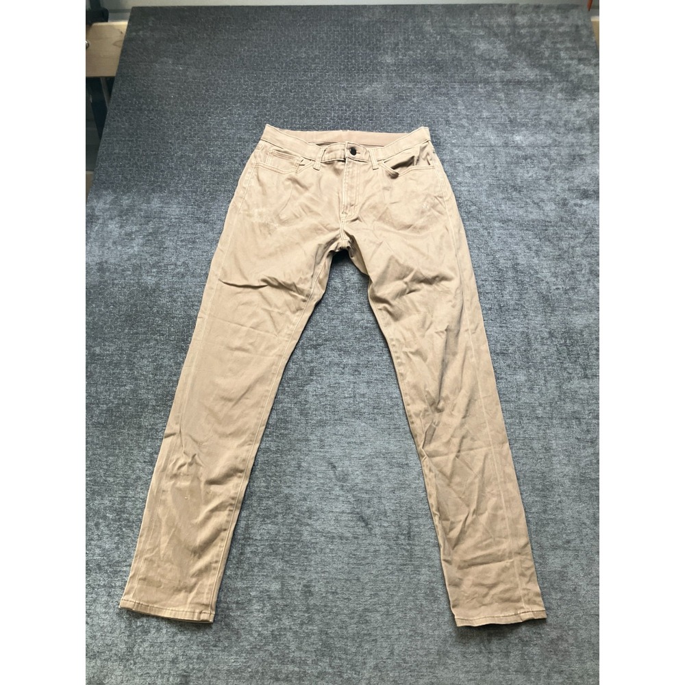 Uniqlo Skinny Tapered Jeans Mens M 30x33 Beige Cotton Ultra Stretch Low Rise